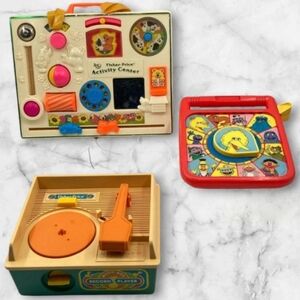 Lot Of Vintage '80s Playskool And Fisher Price Busy Board, See N Play, Music Box